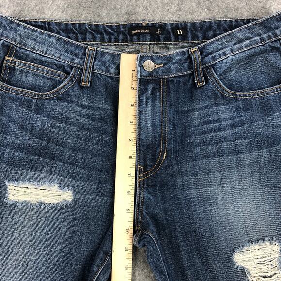 Hidden Women Jeans 11 Cropped Straight High Rise Medium Wash Distressed USA Made - Picture 10 of 13